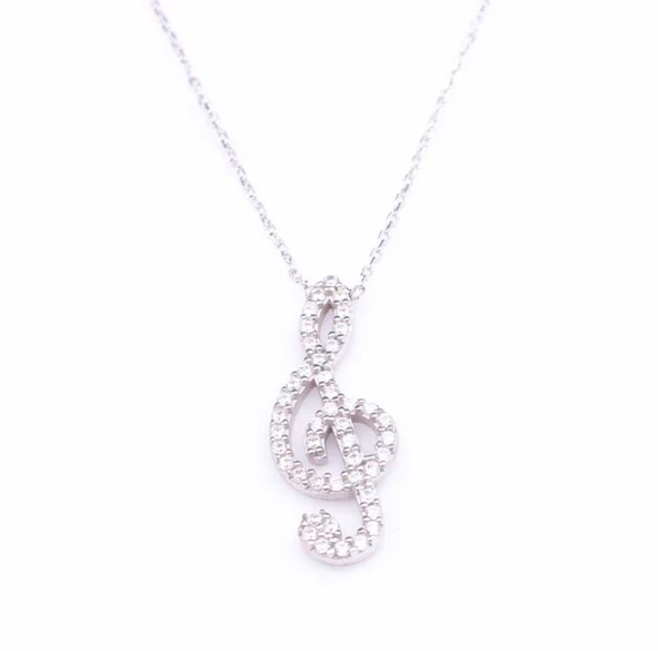 925 Ayar Gümüş Sol Anahtarı Modeli Kolye - Resim 4