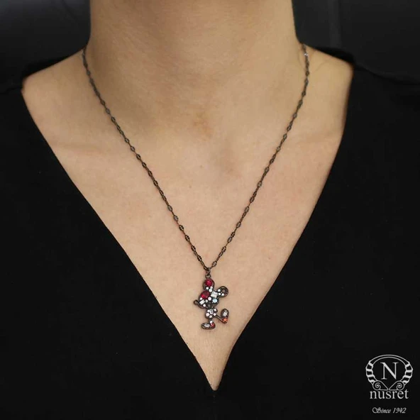 925 Ayar Gümüş Sevimli  Figürü Kolye, Oksitli - Resim 3