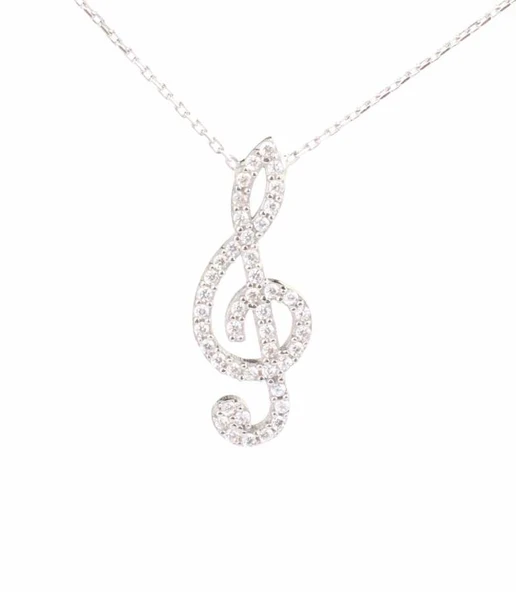 925 Ayar Gümüş Sol Anahtarı Modeli Kolye ürün görseli