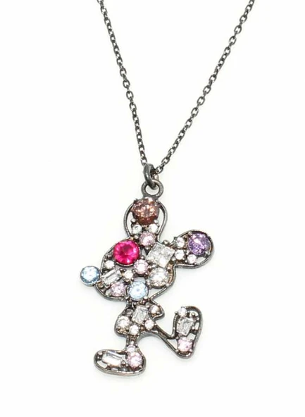 925 Ayar Gümüş Sevimli  Figürü Kolye, Oksitli - Resim 2