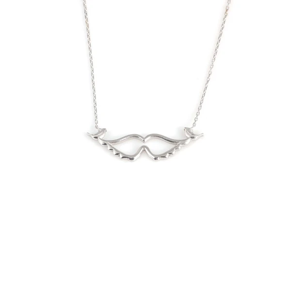 925 Ayar Gümüş Melek Kanadı Kolye, Beyaz ürün görseli 1