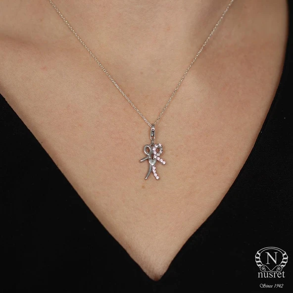 925 Ayar Gümüş Birlikte Atan Kalp Kolye, Beyaz - Beyaz Taş - Resim 3