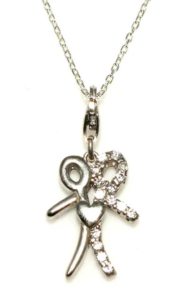 925 Ayar Gümüş Birlikte Atan Kalp Kolye, Beyaz - Beyaz Taş - Resim 4