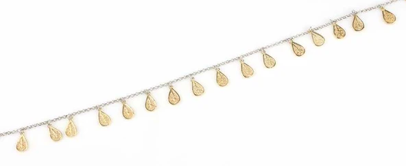 925 Ayar Gümüş 18 adet Damla Telkari Halhal Bileklik - Resim 4