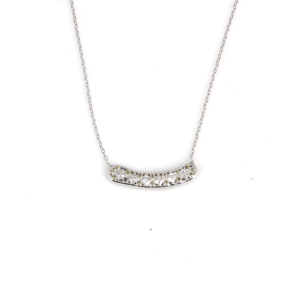 925 Ayar Gümüş Taşlı Kolye, Beyaz - Beyaz Sarı Taş - Resim 2