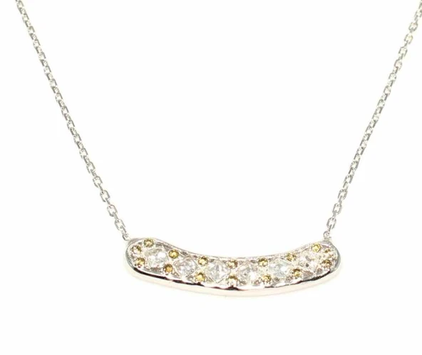 925 Ayar Gümüş Taşlı Kolye, Beyaz - Beyaz Sarı Taş - Resim 3