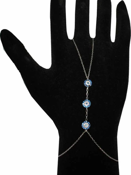 925 Ayar Gümüş Nazar Boncuklu Şahmeran Bileklik, Beyaz ürün görseli