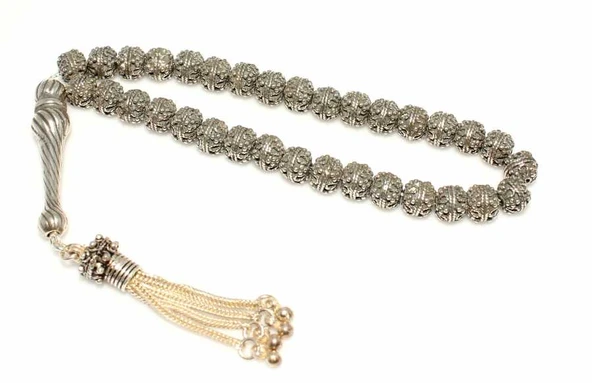 925 Ayar Gümüş Tesbih, Burgu Desenli İmame ürün görseli 1