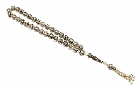 925 Ayar Gümüş Küre Kesim Güverse Tespih ürün görseli 1