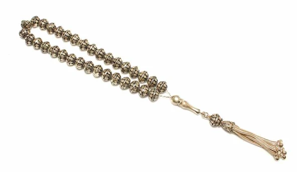 925 Ayar Gümüş Oval Astar Toplu Tesbih, Parlak Düz İmame ürün görseli