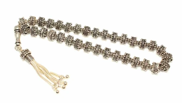 925 Ayar Gümüş Güverse Motifli Tespih, Düz Parlak İmame ürün görseli