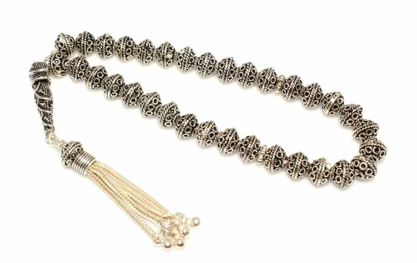 925 Ayar Gümüş Tesbih, Yılan Desenli İmame ürün görseli 1