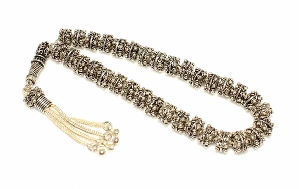 925 Ayar Gümüş Güverse Motifli Tespih, Sarmal Desenli İmame ürün görseli 1