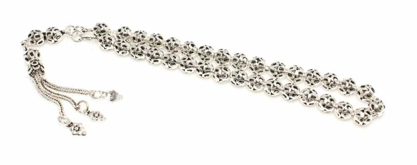 925 Ayar Gümüş Delikli Top Tesbih, Üzüm Salkımı 3'lü Püskül ürün görseli 1