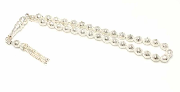 925 Ayar Gümüş Arpa Kesim Desenli Tesbih, İmame ürün görseli