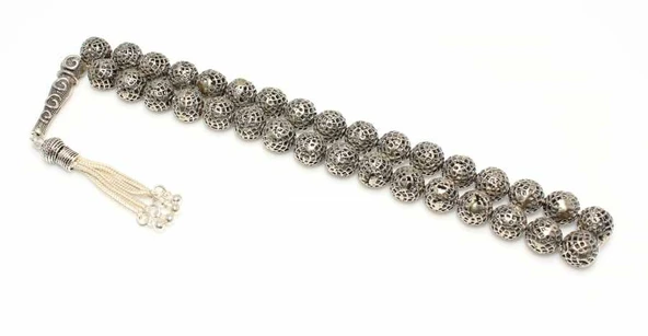 925 Ayar Gümüş Delikli Döküm Toplardan Tesbih ürün görseli 1