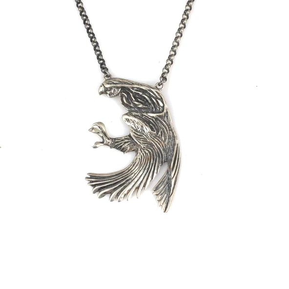 925 Ayar Gümüş Kartal Modeli Kolye - Resim 2