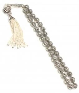 925 Ayar Gümüş Geometrik Şekil Delikli Tesbih, Desenli İmame - Resim 2