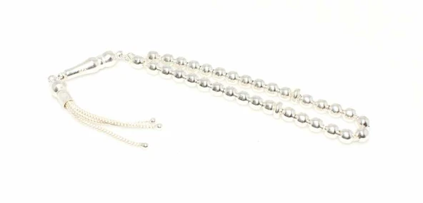 925 Ayar Gümüş Küre Kesim Düz Tesbih, Ufak ürün görseli 1