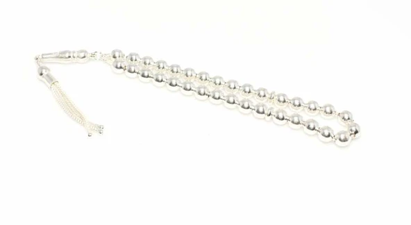 925 Ayar Gümüş Küre Kesim Düz Tesbih ürün görseli 1