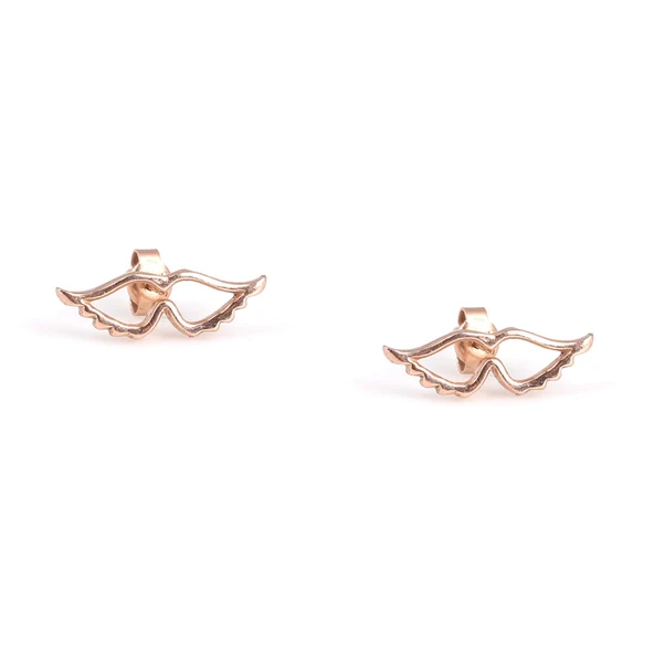 925 Ayar Gümüş Melek Kanadı Küpe, Pembe ürün görseli 1