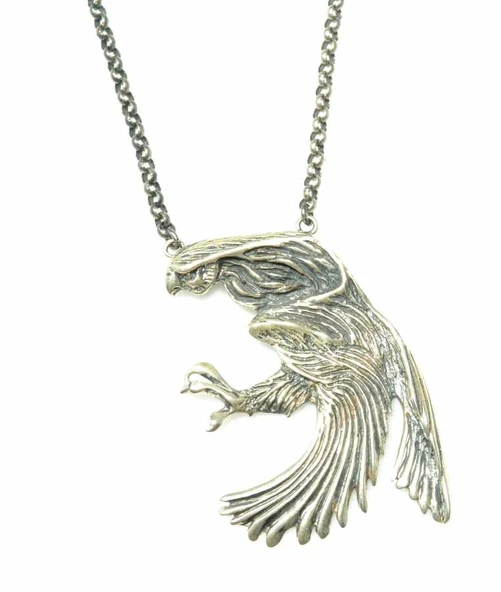 925 Ayar Gümüş Kartal Modeli Kolye - Resim 3