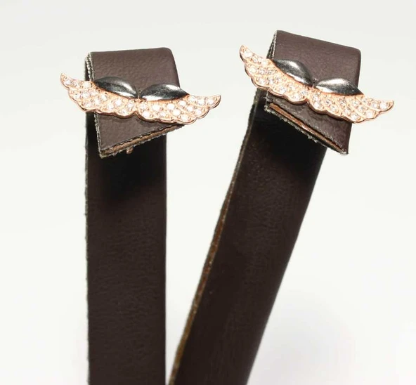 925 Ayar Gümüş Melek Kanadı Küpe, Pembe - Beyaz Taş - Resim 4