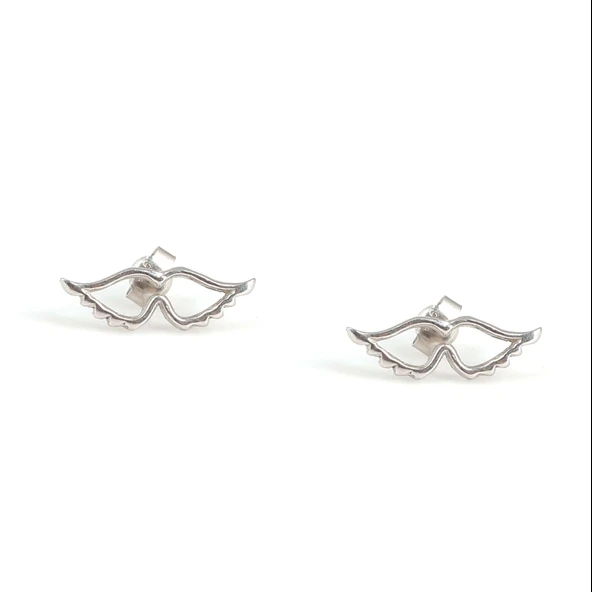 925 Ayar Gümüş Melek Kanadı Küpe, Beyaz ürün görseli