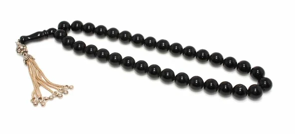 Küre Kesim Oniks Doğaltaş Gümüş Tesbih ürün görseli 1