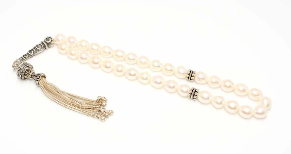 İnci Doğaltaş Gümüş Tesbih, Desenli İmame ürün görseli 1