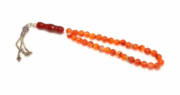 Akik Doğaltaş Tesbih, Gümüş Baklava Püskül ürün görseli 1