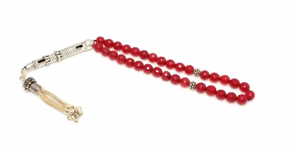 Yakut Taşlı Gümüş Tesbih ürün görseli