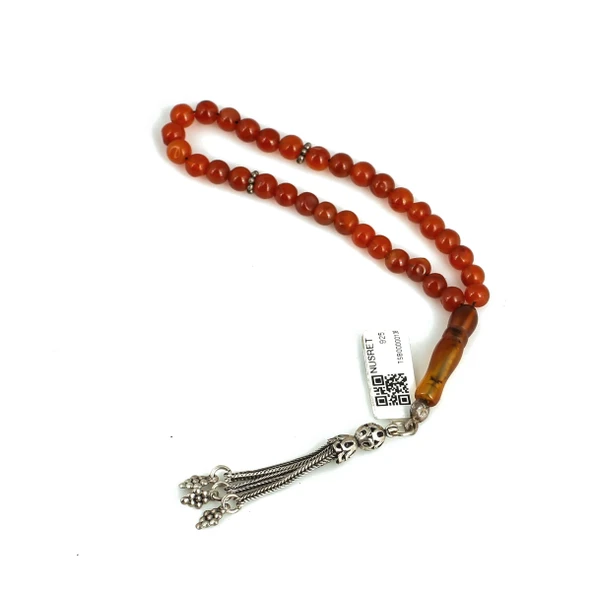 Akik Doğaltaş Gümüş Tesbih, Akik Taşlı İmame - Resim 3