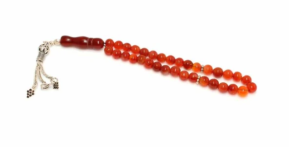 Akik Doğaltaş Tesbih, 925 Ayar Gümüş Püsküllü ürün görseli 1