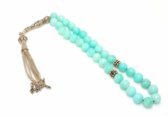 Peru Amazonit  Doğaltaş Gümüş Tesbih ürün görseli