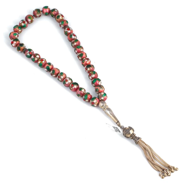 Mineli Toplu Gümüş Düz İmameli Tesbih - Resim 3