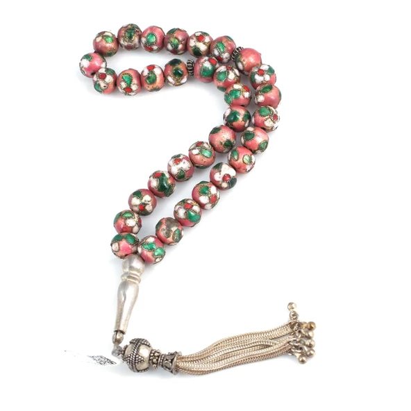 Mineli Toplu Gümüş Düz İmameli Tesbih ürün görseli 1