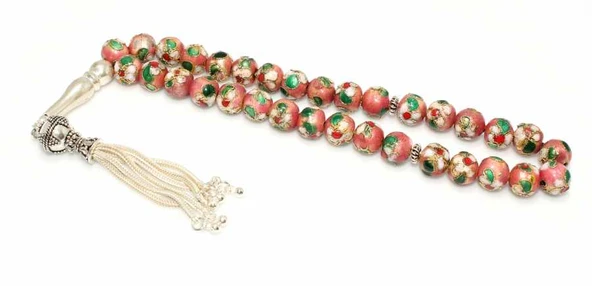 Mineli Toplu Gümüş Düz İmameli Tesbih - Resim 4