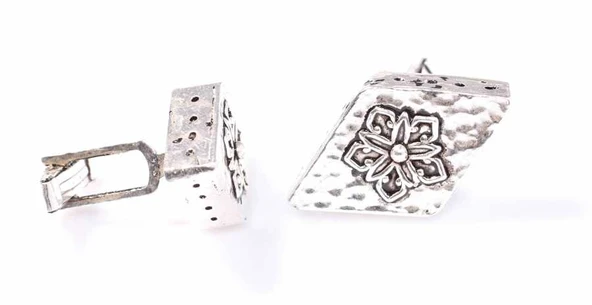 925 Ayar Gümüş Telkari Desenli Elişi Kol Düğmesi ürün görseli