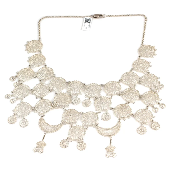 925 Ayar Gümüş Ay Modeli Telkari Kolye - Resim 3