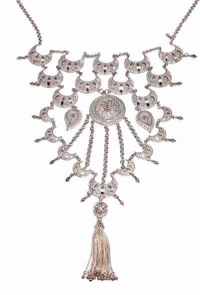 925 Ayar Gümüş Püsküllü Telkari Kolye ürün görseli 1