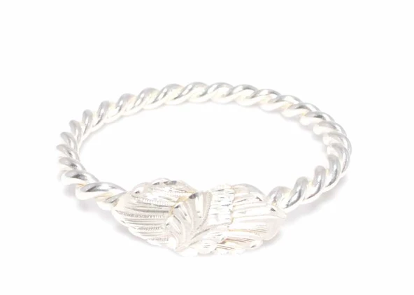 925 Ayar Gümüş Beyaz Yaprak Kaş Erzurum Burma Bilezik - Resim 2