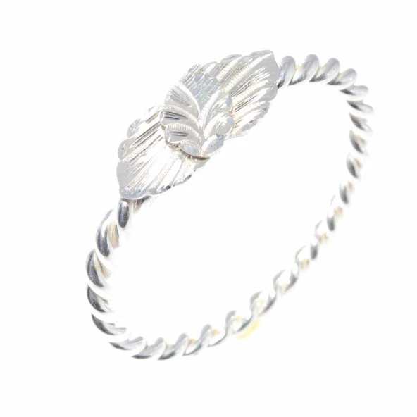 925 Ayar Gümüş Beyaz Yaprak Kaş Erzurum Burma Bilezik ürün görseli