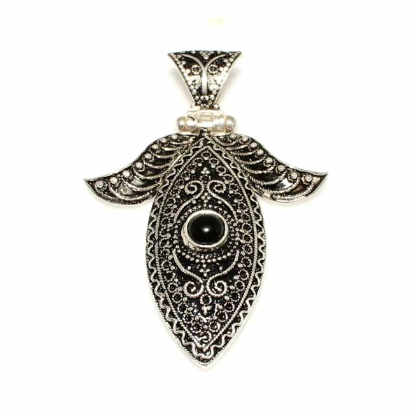 925 Ayar Gümüş Oniks Taşlı Döküm Telkari Kolye Ucu ürün görseli