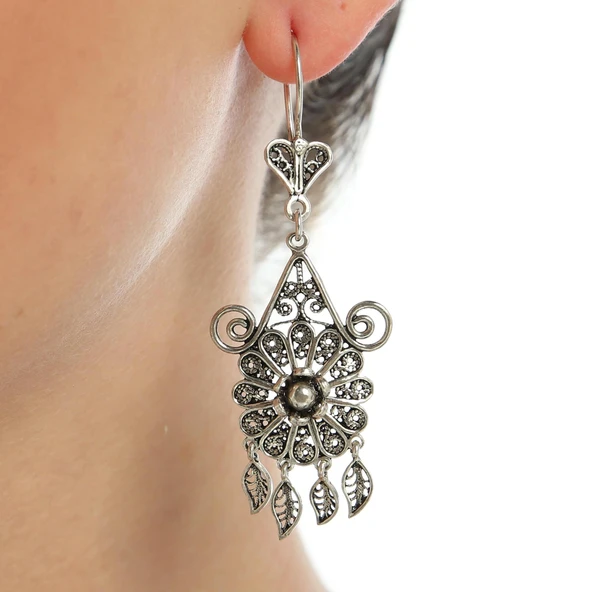 Kubbe Modeli Gümüş Telkari Küpe ürün görseli 1