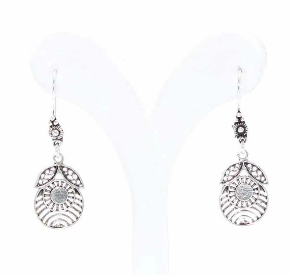 925 Ayar Gümüş Palmiye Modeli Telkari Küpe - Resim 2