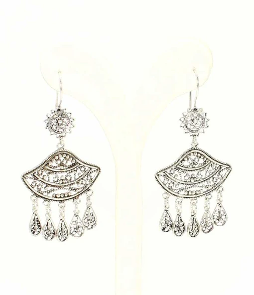 925 Ayar Gümüş Döküm Telkari Küpe - Resim 2