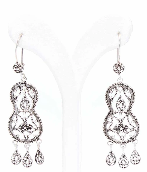 925 Ayar Gümüş Terliksi Modeli Telkari Küpe ürün görseli