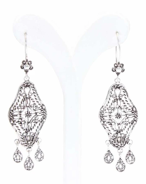 925 Ayar Gümüş Avize Model Telkari Küpe - Resim 2