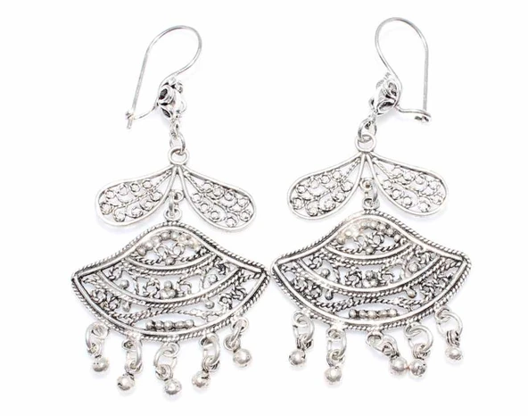 925 Ayar Gümüş UFO Modeli Telkari Küpe - Resim 2